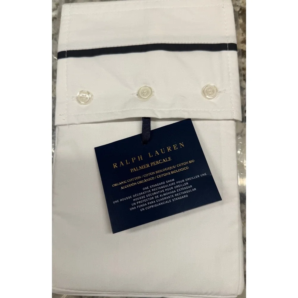 Ralph‎ Lauren Palmer Percale Organic Cotton Standard Sham Loft Gray
